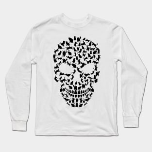 Skull Cat Silhouette Long Sleeve T-Shirt